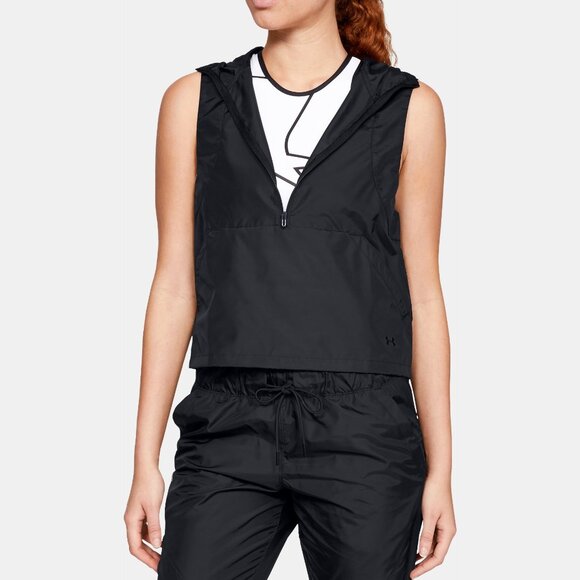 Under Armour Jackets & Blazers - Under Armour Womens  Hooded Iridescent Woven Vest XL Black Sleeveless Zip New